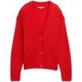 TOM TAILOR DENIM Damen Strick Cardigan mit V-Ausschnitt, rot, Uni, Gr. XXL