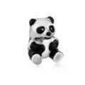 Charm-Einhänger NENALINA "Anhänger Panda Bär Bead Emaille 925 Silber", silber, Charms, Damen, ohne Stein, Silber 925 (Sterlingsilber)