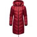 Wintermantel MARIKOO "Armasa", Damen, Gr. M (38), rot (dunkelrot), Oberstoff: 100% Polyester, Futter: 100% Polyester, Wattierung: 100% Polyester, Ärmelfutter: 100% Polyester, modisch, tailliert ca. Mitte Oberschenkel, hoch geschlossener Ausschnitt, Langarm Ärmel ohne Ärmelschlitz Rippstrickbündchen, Mäntel, modischer Damen Winter Steppmantel mit Kapuze