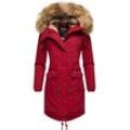 Wintermantel NAVAHOO "Rosinchen", Damen, Gr. S (36), rot (blutrot), Oberstoff: 100% Baumwolle, Futter: 100% Polyester, Wattierung: 100% Polyester, Ärmelfutter: 100% Polyester, Kunstpelz: 90% Polyacryl, 10% Polyester, casual, tailliert ca. Mitte Oberschenkel, Langarm Ärmel ohne Ärmelschlitz Rippstrickbündchen, Mäntel, stylischer Damen Winter Baumwollparka mit Kunstfell