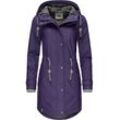 Regenjacke PEAK TIME "L60042", Damen, Gr. XS (34), lila, Obermaterial: 100% Polyurethan, Futter 1: 100% Polyester, Futter 2: 60% Baumwolle, 40% Polyester, Wattierung: 100% Polyester, modisch, tailliert ca. Mitte Oberschenkel, Langarm Ärmel ohne Ärmelschlitz normaler Saum, Jacken, stylisch taillierter Regenmantel für Damen