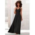 Maxikleid LASCANA, Damen, Gr. 34, N-Gr, schwarz, Web, Obermaterial: 100% Viskose, unifarben, modisch, figurumspielend bodenlang, V-Ausschnitt, ohne Ärmel, Kleider, aus gewebter Viskose, Cut-Out am Rücken, Sommerkleid