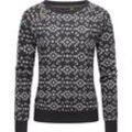 Rundhalspullover RAGWEAR "Darria Aztec", Damen, Gr. XL (42), grau (dunkelgrau), Obermaterial: 70% Baumwolle, 30% Polyester, casual, gerade hüftbedeckend, Rundhals, Langarm verstellbar Rippbündchen, Pullover, Leichter Damen Pullover mit coolem Print-Muster