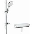 Hansgrohe Brause Set Ecostat Select 150 27036400 weiss-chrom, Brausestange 0,65m, mit Thermostat