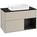 Villeroy und Boch Finion Waschtischunterschrank G662PDHH 100x60,3x50,1cm, Regal rechts Black matt lacquer, Sand Matt Lacquer