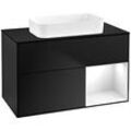 Villeroy und Boch Finion Waschtischunterschrank F662GFPD 100x60,3x50,1cm, Regal rechts Glossy white lacquer, Black matt lacquer