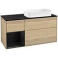 Villeroy und Boch Finion Waschtischunterschrank G682PDPC 120x60,3x50,1cm, Regal links Black matt lacquer, Oak Veneer