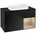 Villeroy und Boch Finion Waschtischunterschrank F662PCPD 100x60,3x50,1cm, Regal rechts Oak Veneer, Black matt lacquer