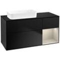 Villeroy und Boch Finion Waschtischunterschrank G692HHPD 120x60,3x50,1cm, Regal rechts Sand Matt, Black matt lacquer