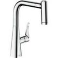 Hansgrohe Metris M71 220 Küchenarmatur 14834000 chrom, schwenkbarer Auslauf, herausziehbare Brause