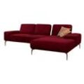 Ecksofa W.SCHILLIG "run, Designsofa mit tollem Sitzkomfort, bequem, L-Form", rot (merlot w82), B:279cm H:88cm T:178cm, Longlife Xtra-Leder Z73: Naturwalkleder der Luxusklasse aus den erlesensten Rohhäuten. Hautstärke 1, 1 u2013 1, 3 mm, ROHLEDER Jacquard-Flachgewebe Q2 W60 (63% Polyester, 37% Polyacryl), ROHLEDER Chenille-Flachgewebe Q2 W77 (68% Polyacryl, 32% Polyester), Stoff S37 (100% Polyester