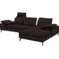 Ecksofa W.SCHILLIG "valentinoo, Designsofa, bequem, elegant und zeitlos, L-Form", braun (braun z59), B:299cm H:83cm T:178cm, Longlife Xtra-Leder Z59: Glattleder mit modischer Prägung. Hautstärke 0, 9 - 1, 1 mm, Sofas, inklusive Hocker, mit Sitztiefenverstellung, Breite 299 cm