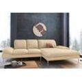 Ecksofa W.SCHILLIG "enjoy&MORE, Designsofa, elegant und bequem, L-Form", beige (sahara s37), B:310cm H:87cm T:185cm, Chenille-Flachgewebe R66 (85% Polyester, 15% Nylon), Longlife Xtra-Leder Z59: Glattleder mit modischer Prägung. Hautstärke 0, 9 - 1, 1 mm, Stoff S37 (100% Polyester), Sofas, mit Sitztiefenverstellung, Füße silber matt, Breite 310 cm