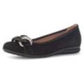 Ballerina GABOR "FLORENZ", Damen, Gr. 41, schwarz, Ziegenveloursleder, klassisch, Schuhe, Keilabsatz, Bequemschuh, Slipper, Businessschuh in Weite G (=weit)