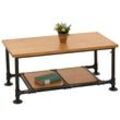 Couchtisch MCW-N27, Wohnzimmertisch Tisch Sofatisch Beistelltisch, Industrial Massiv-Holz Metall 48x100x50cm ~ natur