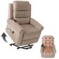 Fernsehsessel MCW-K63, Relaxsessel, Liegefunktion Aufstehhilfe Massage Heizfunktion, Stoff 220g/m² Chenille ~ creme