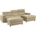 Ecksofa HOME AFFAIRE "Sentrano, L-Form", beige (creme), B:275cm H:82cm T:164cm, NaturLEDER/Kunstleder (Das Leder hat eine Dicke von 0, 9-1, 0 mm), Kunstleder, Webstoff (95% Polyester, 5% Nylon), Struktur fein (95% Polyester, 5% Nylon), Sofas, 275 cm, man. o. elektr. Relaxfunktion und USB/Kopfverstellung