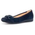 Ballerina GABOR "FLORENZ", Damen, Gr. 37, blau (nachtblau), Ziegenveloursleder, klassisch, Schuhe, Keilabsatz, Bequemschuh, Slipper, Businessschuh in Weite G (=weit)