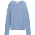 TOM TAILOR Damen Strickpullover mit Schlitz-Details, blau, Uni, Gr. XXL