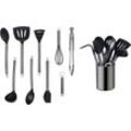 Küchenorganizer-Set ECHTWERK, schwarz, Edelstahl, Silikon, Küchenhelfer-Sets, Kochbesteck mit Edelstahlgriff, Antihaft Silikon, Utensilienhalter