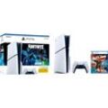 PLAYSTATION 5 Konsolen-Set "PS5 (Slim) Fortnite Cobalt Star + Star Wars Outlaws", schwarz-weiß (weiß, schwarz), B:35,8cm H:3,6cm T:21,6cm, Spielekonsolen