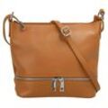 Umhängetasche CLUTY, Damen, Gr. B/H/T: 23cm x 20cm x 3cm onesize, braun (cognac), Leder, unifarben, Taschen, echt Leder, Made in Italy