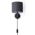 PACO HOME Wandleuchte "Uni Color", schwarz, Ø 18cm H: 26,5cm, Lampen, Wandlampe Schalter Flur Wohnzimmer Ø…18cm Unifarben Deko Kabel 3m E14