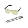 Sonnenbrille URBAN CLASSICS "Urban Classics Unisex 103 Chain Sunglasses", Damen, Gr. one size, schwarz (schwarz, gold mirror), Brillen