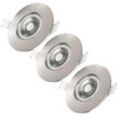 B.K.LICHT LED Einbauleuchte "3er Set Bad Einbaustrahler, Dimmbar, IP44, LED Einbauspots", silber (silberfarben), Ø 9,0cm, Lampen, 3.000K, 460Lm, 5W, Kunststoff, 9 x 2,5 cm, Nickel, LED Deckeneinbaustrahler LED Einbaustrahler