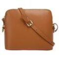 Umhängetasche CLUTY, Damen, Gr. B/H/T: 20cm x 18cm x 4cm onesize, braun (cognac), Leder, unifarben, Taschen, echt Leder, Made in Italy