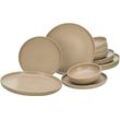 Tafelservice CREATABLE "Uno", beige (sand), 12 tlg., Steinzeug, Geschirr-Sets, weiche, harmonisch ausbalancierte Form