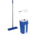 Bodenwischer-Set MEDIASHOP "Livington Touchless Mop", blau, Kunststoff, Aluminium, Haushaltsreinigungs-Sets, Bodenwischsystem, inkl. Doppeleimer und Mikrofaserpad, 2,7 Liter