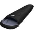 Mumienschlafsack EXPLORER "TRAMP Camping Schlafsack 230x80x55cm Outdoor", schwarz, Schlafsäcke, B/L: 80cm x 230cm,mit Reißverschluss, Obermaterial: 100% Polyester, kombinierbar leicht 1300g, L:230cm