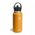 Isolierflasche HYDRO FLASK "32 oz Wide Flex Straw Cap", beige (fossil), H:27,9cm, Edelstahl, Trinkflaschen, Color Last™-Pulverbeschichtung, 946 ml