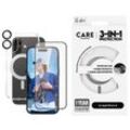 CARE BY PANZERGLASS Displayschutzglas "3-in-1 Protection, Ceramic Glass, Kickstand Case, Lens Cover", schwarz (transparent, silber, schwarz), B:11,00cm H:2,60cm T:19,60mm, Displayfolien, Displayschutzfolie, Schutzfolie, Bildschirmschutz, kratz- & stoßfest