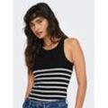 Tanktop ONLY "ONLKENYA RIB STRIPE TANK TOP CS JRS", Damen, Gr. XL (42), schwarz-weiß (schwarz stripes:hellweiß), Jersey, Obermaterial: 95% Baumwolle, 5% Elasthan, gestreift, modisch, regular fit, Rundhals, Tops