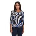 3/4-Arm-Shirt BETTY BARCLAY "Betty Barclay Basic Shirt mit Print", Damen, Gr. 40, schwarz (schwarz, blau), Jersey, Obermaterial: 95% Viskose, 5% Elasthan., casual, tailliert normal, Rundhals, 3/4-Ärmel, Shirts, Rippbündchen