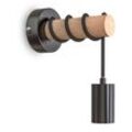 B.K.LICHT Wandleuchte, schwarz, B:9,6cm H:18,5cm L:9,6cm Ø:9,6cm, Lampen, Wandlampe, 1 flammig, Vintage, Industrial-Design, Retro, Stahl, Holz