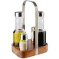 Menage-Set APS "Wood", braun (braun, transparent), H:24,5cm, Menage-Sets, Basis aus Akazienholz