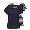 Kurzarmshirt ONLY "ONLMAY LIFE S/S OPEN BACK TOP BOX 2PACK", Damen, Gr. XS (34), blau (night sky pack:night sky, cloud dancer (dina)), Single Jersey, Obermaterial: 100% Baumwolle, unifarben, modisch, Rundhals, Kurzarm, Shirts