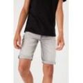 Jeansshorts GARCIA "Tavio", Jungen, Gr. 128, N-Gr, grau (grau light used), Denim/Jeans, Obermaterial: 78% Baumwolle, 20% Polyester, 2% Elasthan, casual, Jeans, mit Used-Effekten