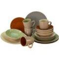 Kombiservice CREATABLE "Geschirr-Set Urban Jungle", bunt, 16 tlg., Steinzeug, Geschirr-Sets, Service, moderne Coupeform, 16 Teile, für 4 Personen