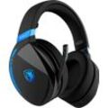 SADES Gaming-Headset "SADES Warden I SA-201 Gaming Headset, Wireless, schwarz/blau, USB", blau, B:24,8cm H:72cm T:24cm, Kopfhörer, kabellos, Stereo, Over Ear, Bluetooth 5.0, 2,4 G 3,5 mm