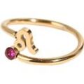 Fingerring FIRETTI "Schmuck Geschenk Damenring Sternzeichen", gold (gelbgoldfarben, rot, rot), Fingerringe, Damen, 5,00 g, Löwe, Edelstahl, 1,2mm, Made in Germany - mit Zirkonia (synth.)