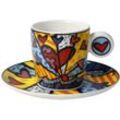 Espressotasse GOEBEL "Britto", bunt, B:12cm H:7cm, Porzellan, Trinkgefäße, Pop Art, Fine Bone China, Romero Britto - A New Day