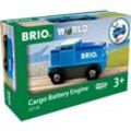 Spielzeug-Lokomotive BRIO "BRIO WORLD, Blaue Batterie-Frachtlok", blau (blau, weiß), Spielzeugfahrzeuge, KinderB:0cm H:0cm T:0cm, Kunststoff, B:0cm H:0cm T:0cm