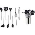 Küchenorganizer-Set ECHTWERK, silber (silberfarben), Edelstahl, Silikon, Küchenhelfer-Sets, Kochbesteck mit Edelstahlgriff, Antihaft Silikon, Utensilienhalter