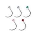 Nasenpiercing ADELIA´S "Piercing Piercing Nasenpiercing", Damen, bunt, Titan, modisch, Piercings, Titan Nasen Piercing Set 5 bunte Nasenstecker mit Spirale- Stab 1 mm