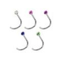 Nasenpiercing ADELIA´S "Piercing Piercing Nasenpiercing", Damen, bunt, Titan, modisch, Piercings, Titan Nasen Piercing Set 5 bunte Nasenstecker mit Spirale- Stab 1 mm