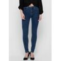 Skinny-fit-Jeans ONLY "ONLPOWER LIFE MID PUSH UP", Damen, Gr. S (36), Länge 32, blau (dunkelblau denim), Denim/Jeans, Obermaterial: 92% Baumwolle, 6% Polyester, 2% Elasthan, Abriebeffekte, modisch, Jeans 5-Pocket-Jeans